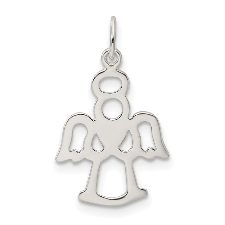 Sterling Silver Polished Angel with Heart Charm