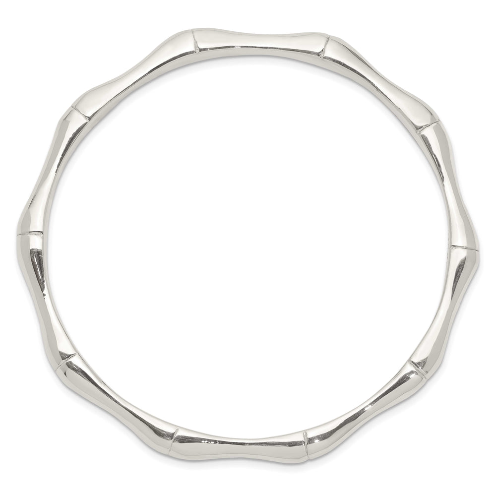 Sterling Silver Polished Bamboo 6.25mm Slip-on Bangle