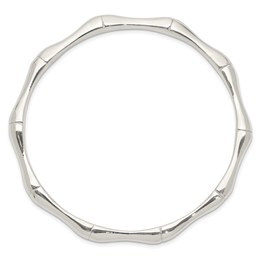 Sterling Silver Polished Bamboo 6.25mm Slip-on Bangle