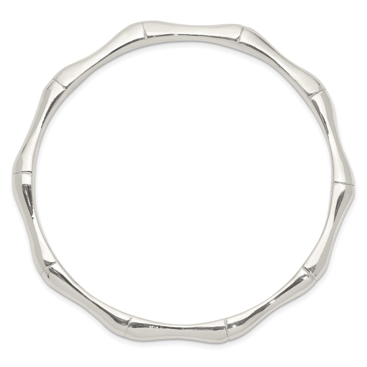 Sterling Silver Polished Bamboo 6.25mm Slip-on Bangle