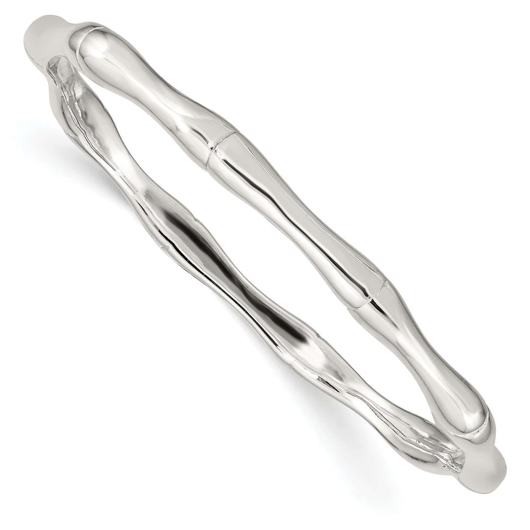 Sterling Silver Polished Bamboo 6.25mm Slip-on Bangle