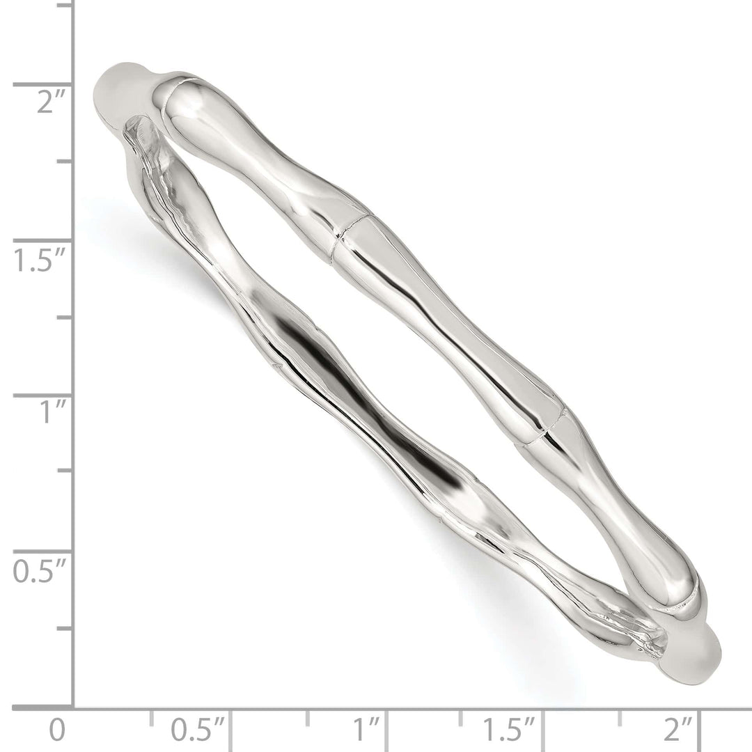 Sterling Silver Polished Bamboo 6.25mm Slip-on Bangle