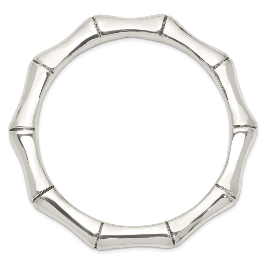 Sterling Silver Polished Bamboo 9.6mm Slip-on Bangle