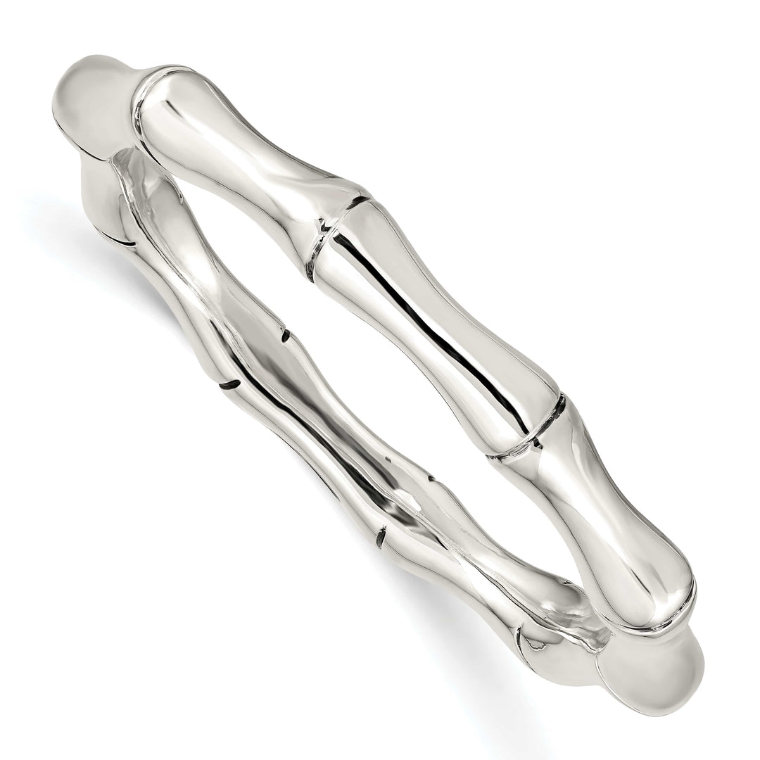 Sterling Silver Polished Bamboo 9.6mm Slip-on Bangle
