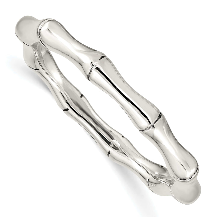 Sterling Silver Polished Bamboo 9.6mm Slip-on Bangle