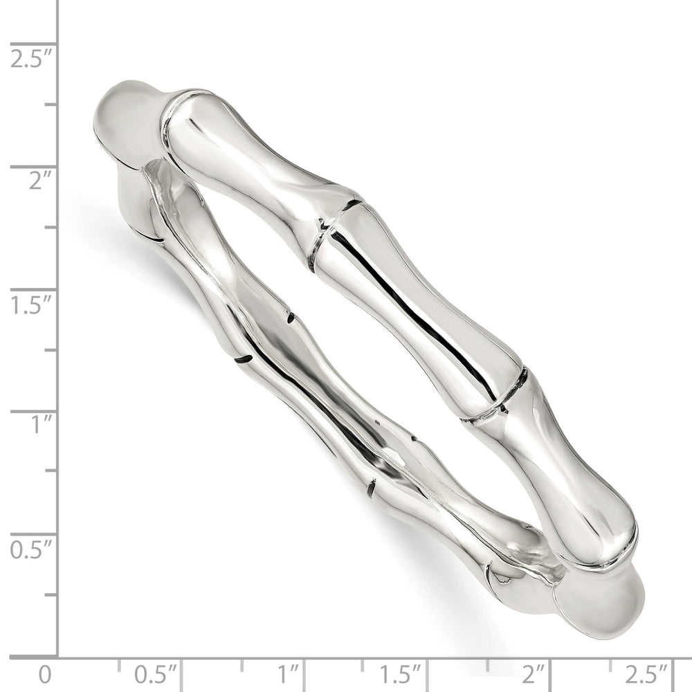 Sterling Silver Polished Bamboo 9.6mm Slip-on Bangle