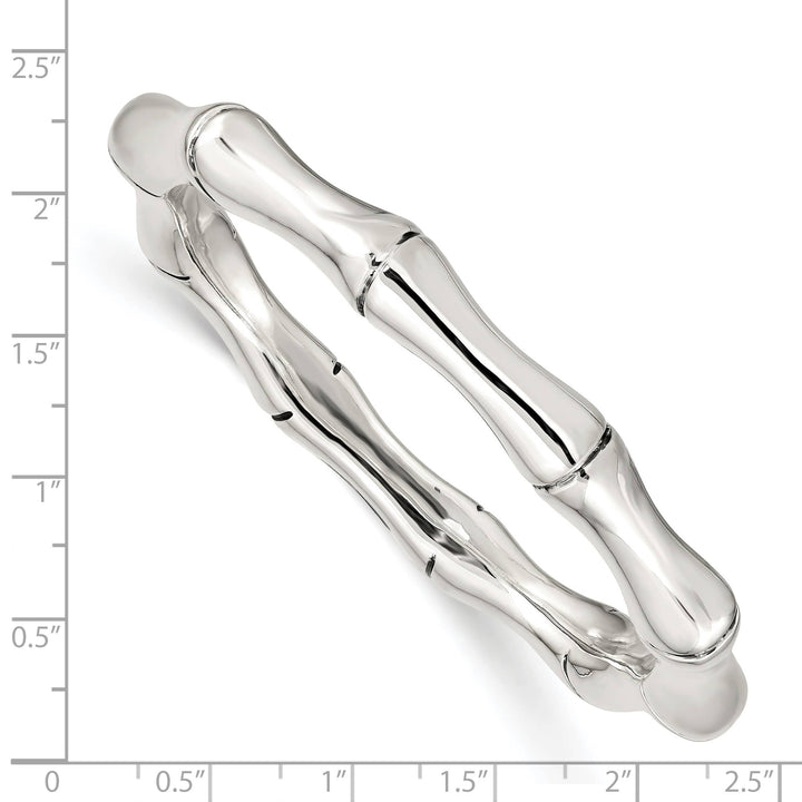 Sterling Silver Polished Bamboo 9.6mm Slip-on Bangle