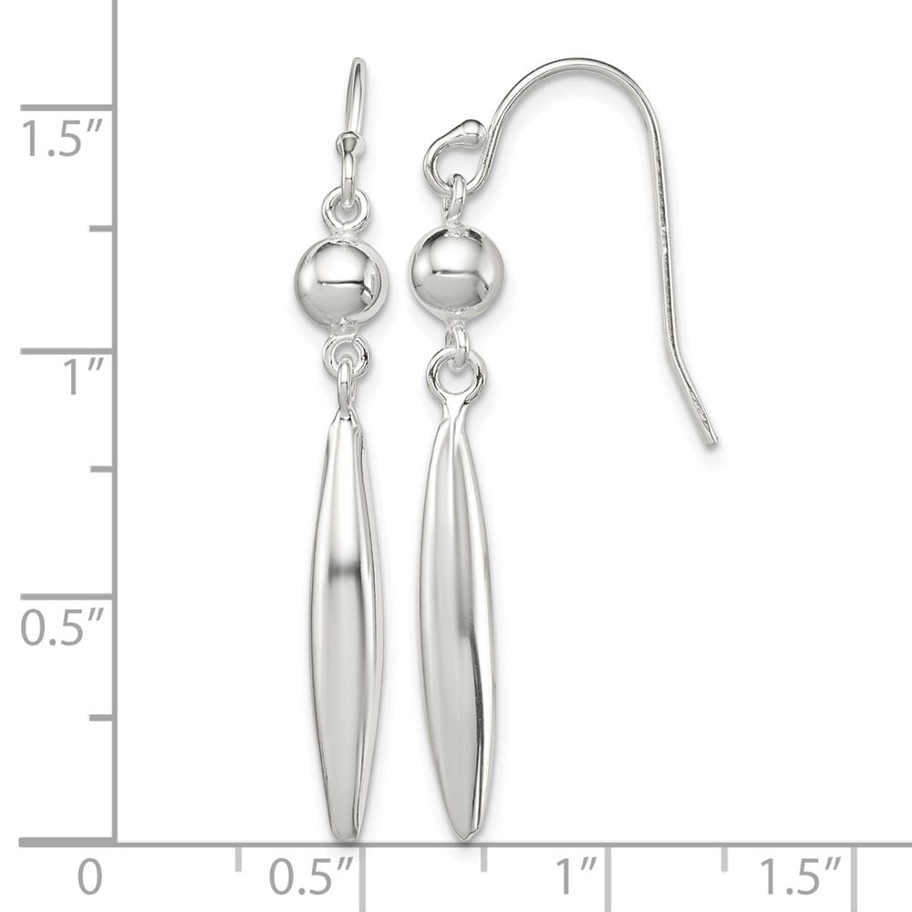 Sterling Silver Polished Bead & Elongated Oval Dangle Earrings, view 4 of 4