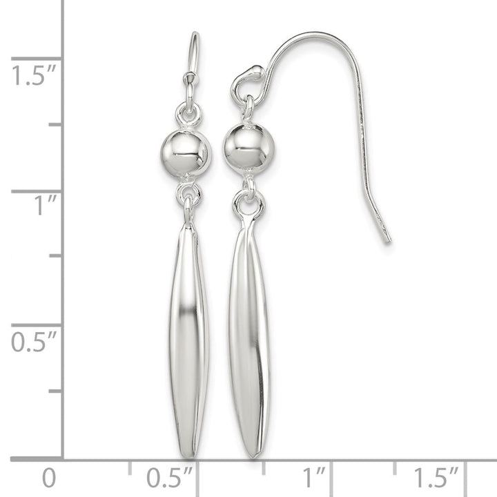 Sterling Silver Polished Bead & Elongated Oval Dangle Earrings, view 4 of 4