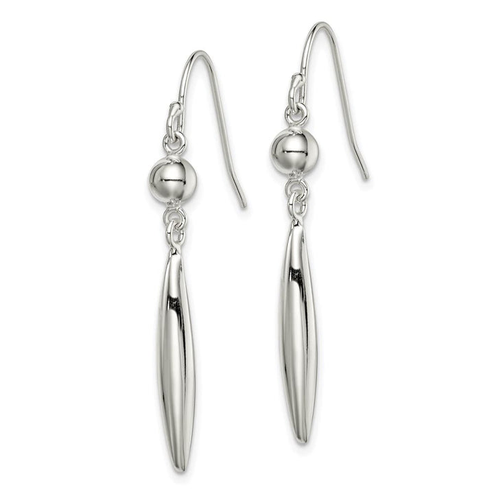Sterling Silver Polished Bead & Elongated Oval Dangle Earrings, view 2 of 4
