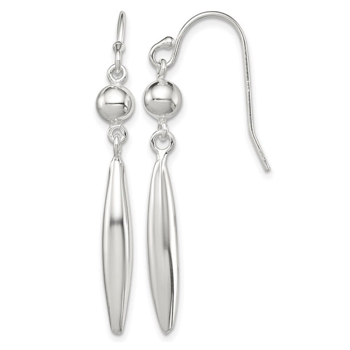 Sterling Silver Polished Bead & Elongated Oval Dangle Earrings, view 1 of 4
