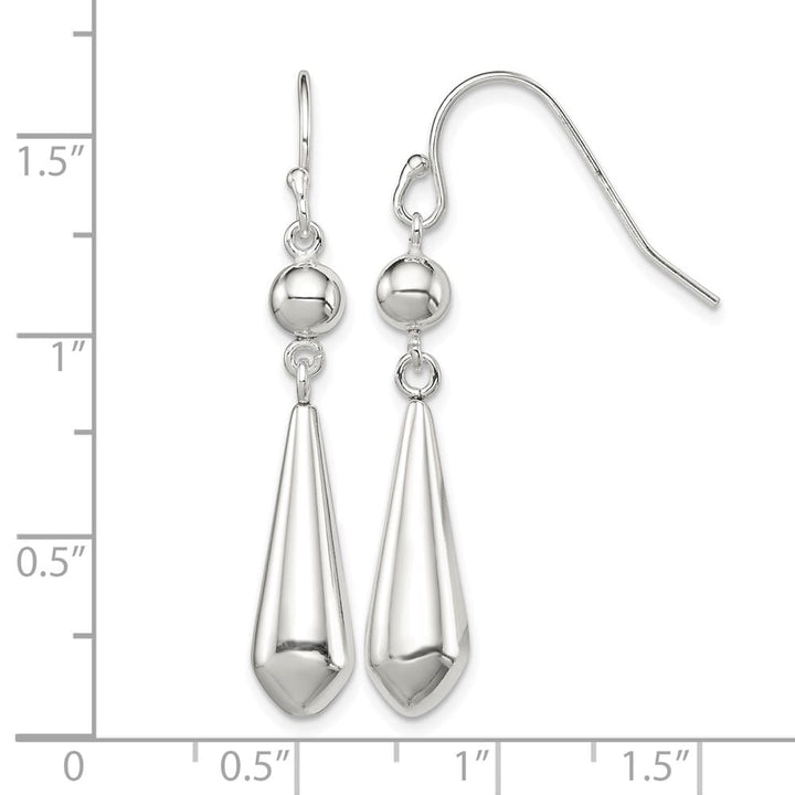 Sterling Silver Polished Beaded Teardrop Dangle Earrings, view 4 of 4
