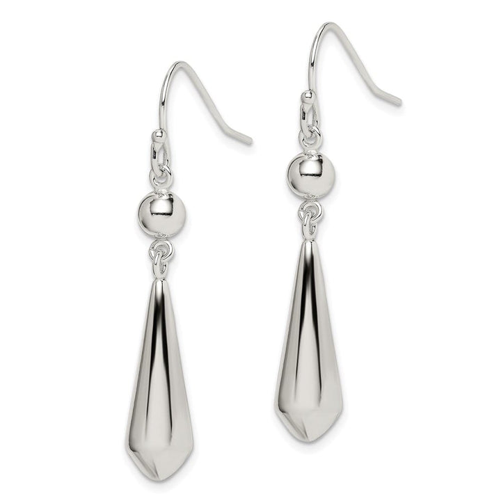Sterling Silver Polished Beaded Teardrop Dangle Earrings, view 2 of 4