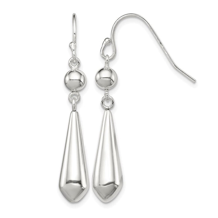 Sterling Silver Polished Beaded Teardrop Dangle Earrings, view 1 of 4