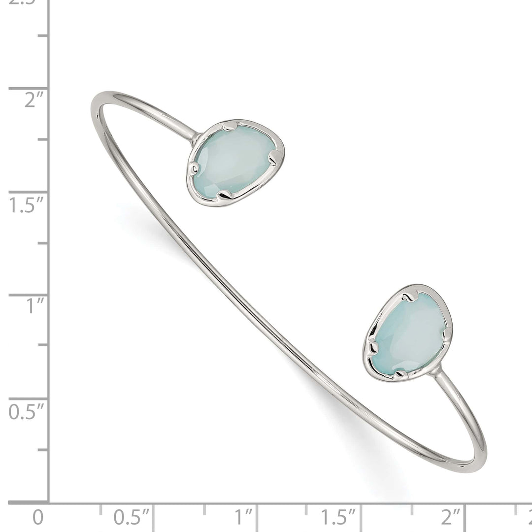 Sterling Silver Polished Blue Chalcedony Cuff Bangle