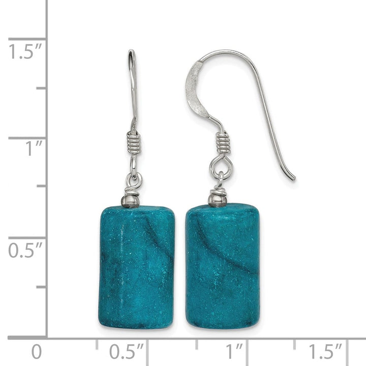 Sterling Silver Polished Blue Jasper Rectangle Dangle Earrings, view 4 of 4