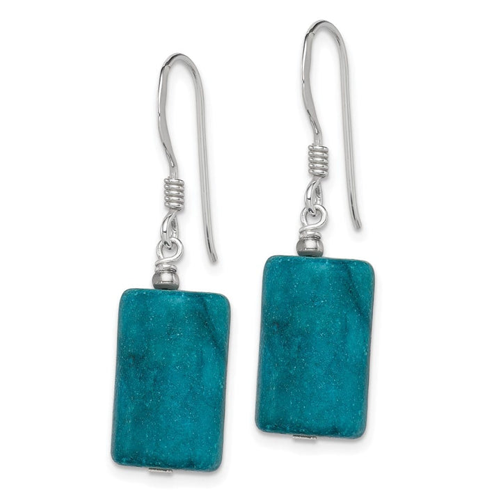 Sterling Silver Polished Blue Jasper Rectangle Dangle Earrings, view 2 of 4