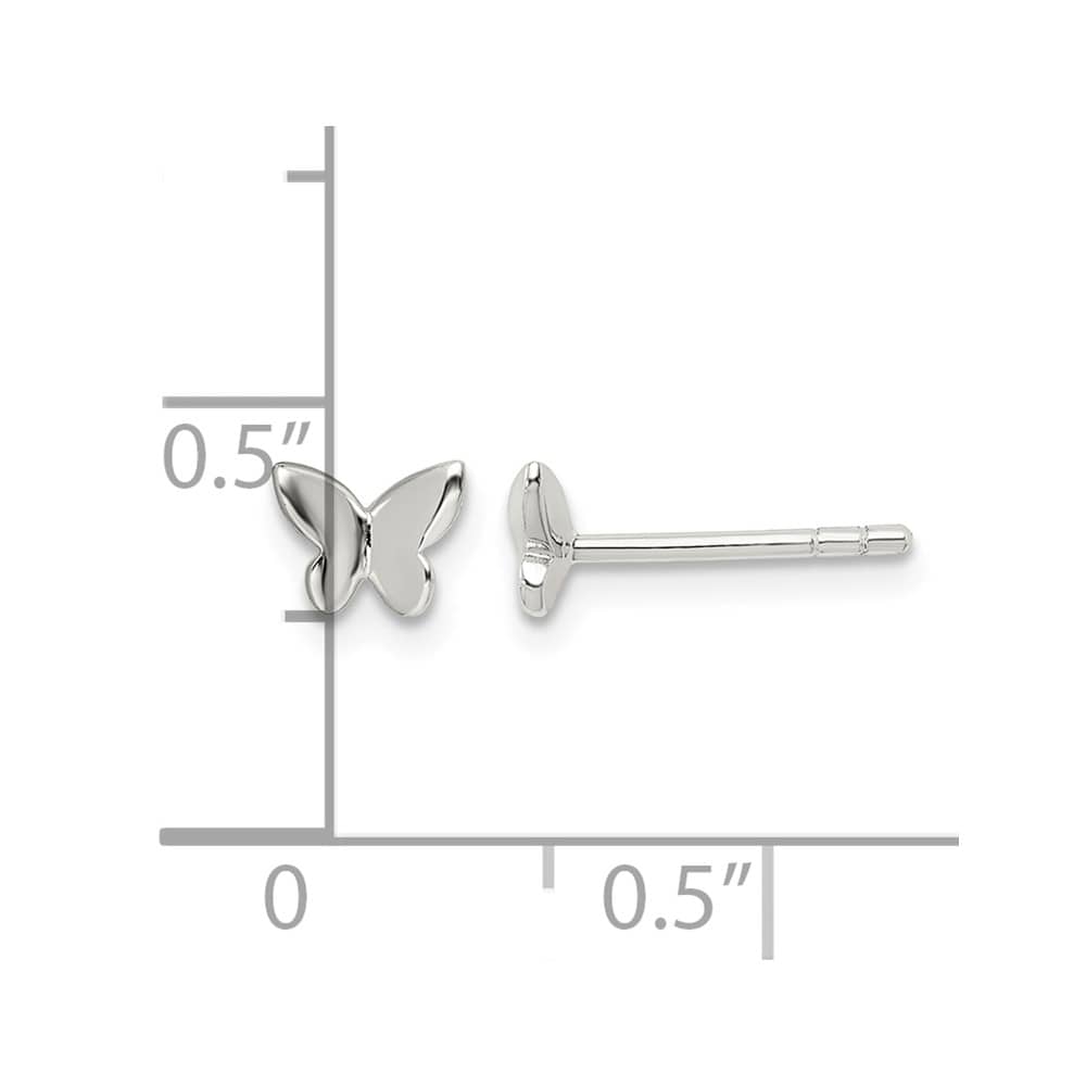 Sterling Silver Polished Butterfly Petite Post Earrings