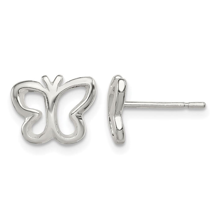 Sterling Silver Polished Butterfly Post Earrings
