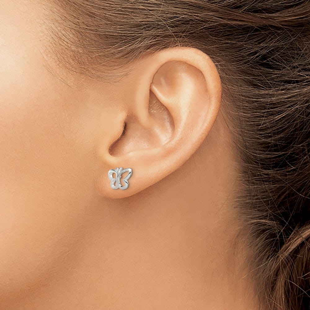 Sterling Silver Polished Butterfly Post Earrings