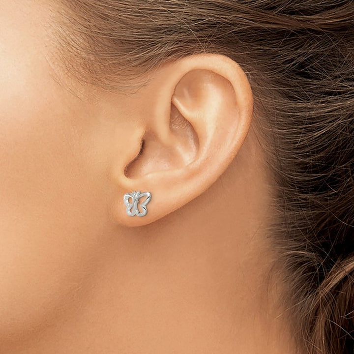 Sterling Silver Polished Butterfly Post Earrings