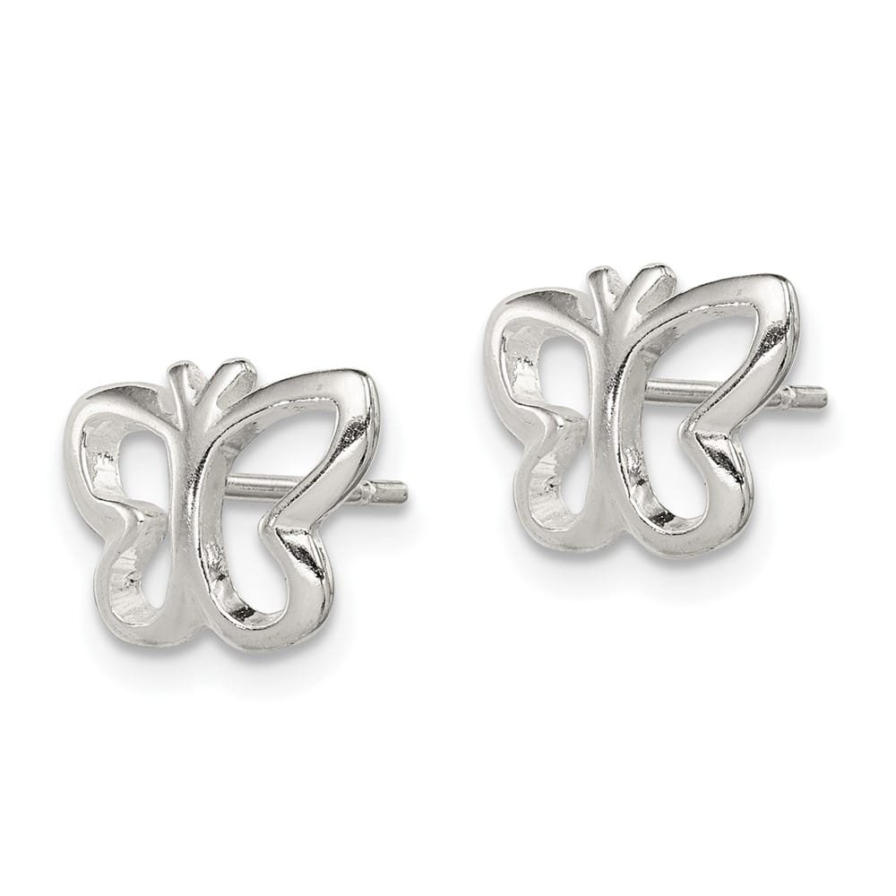 Sterling Silver Polished Butterfly Post Earrings