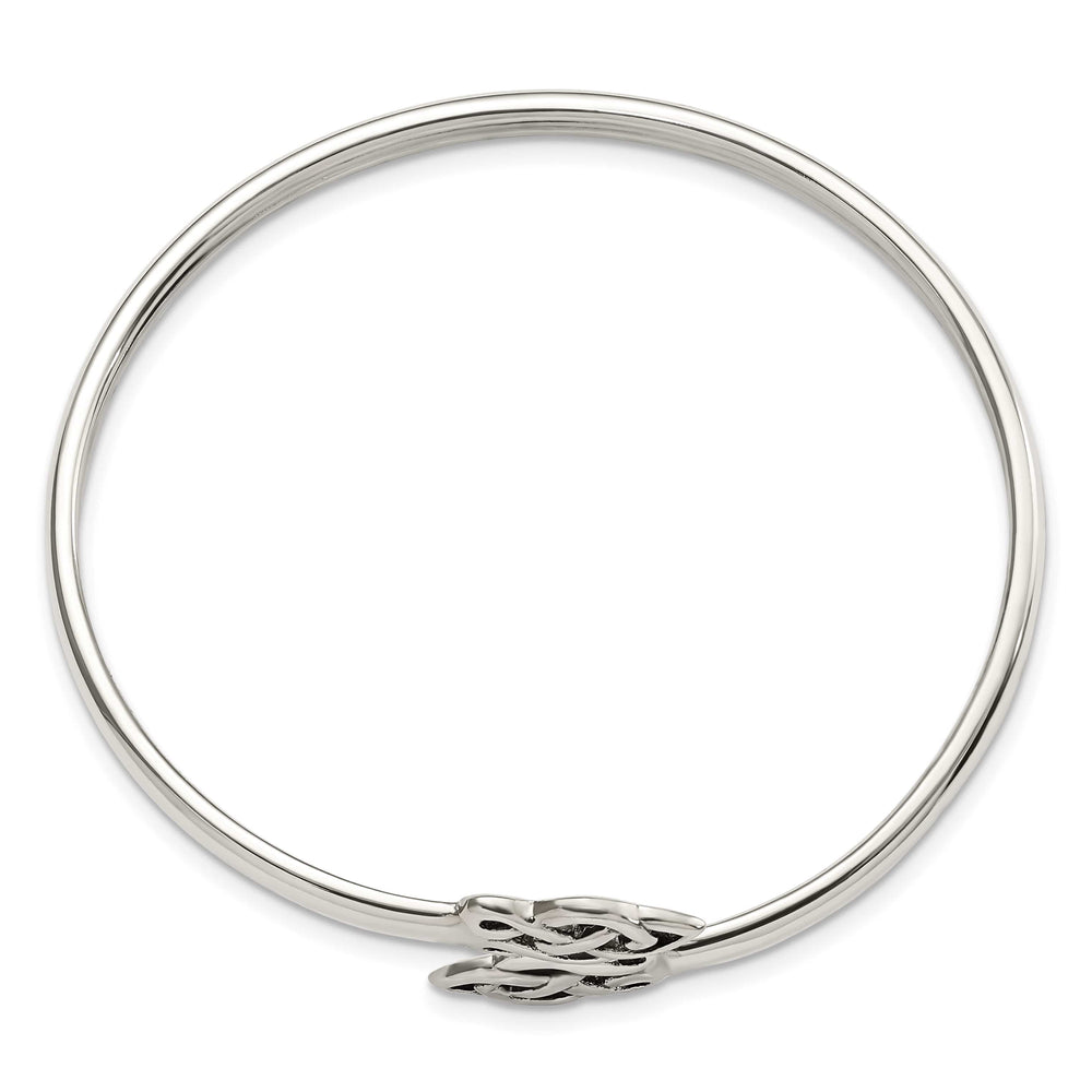 Sterling Silver Polished Celtic Flexible Bangle Bracelet