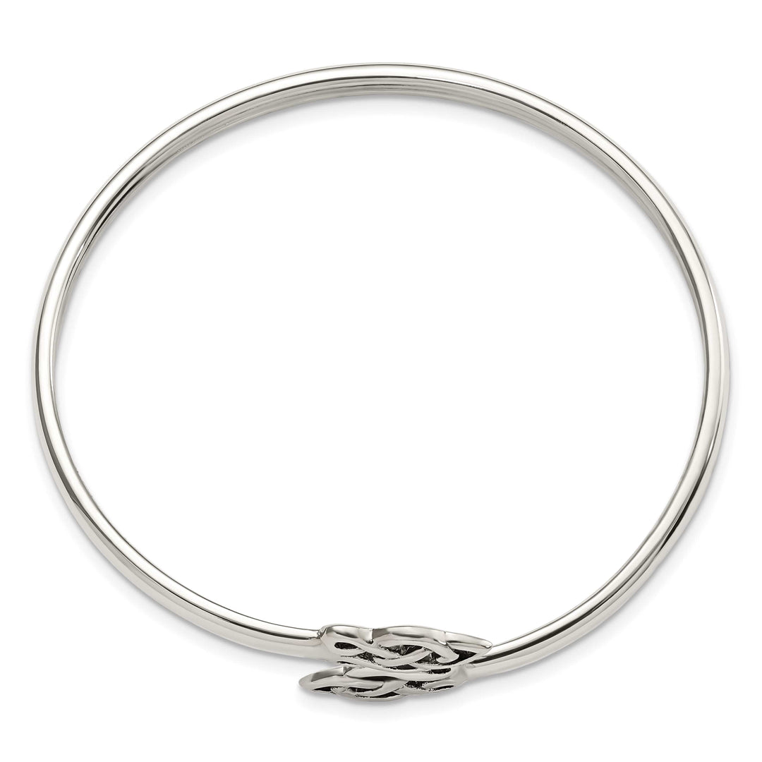 Sterling Silver Polished Celtic Flexible Bangle Bracelet