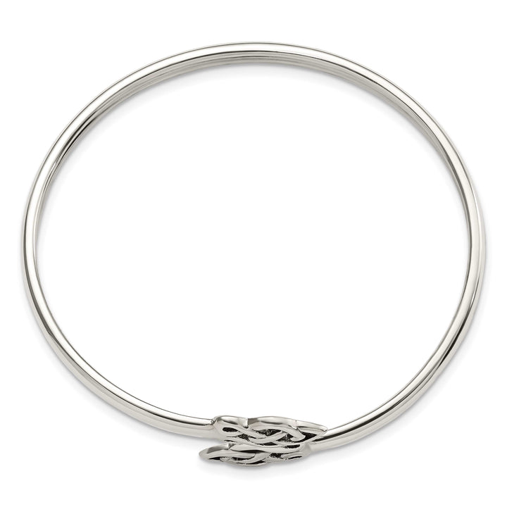 Sterling Silver Polished Celtic Flexible Bangle Bracelet