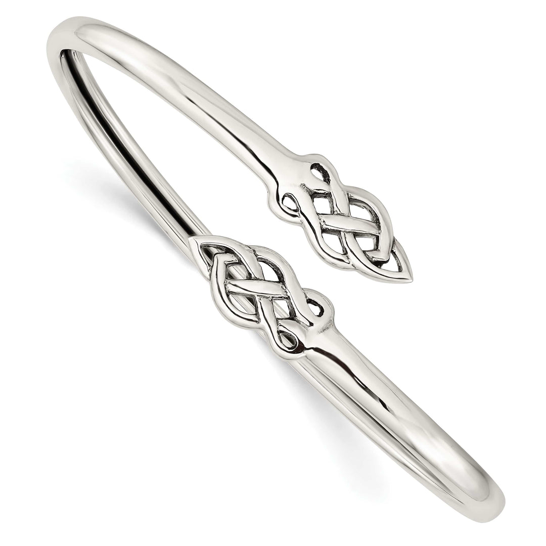 Sterling Silver Polished Celtic Flexible Bangle Bracelet
