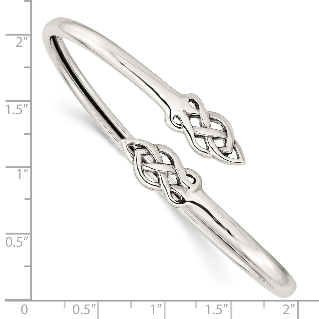 Sterling Silver Polished Celtic Flexible Bangle Bracelet