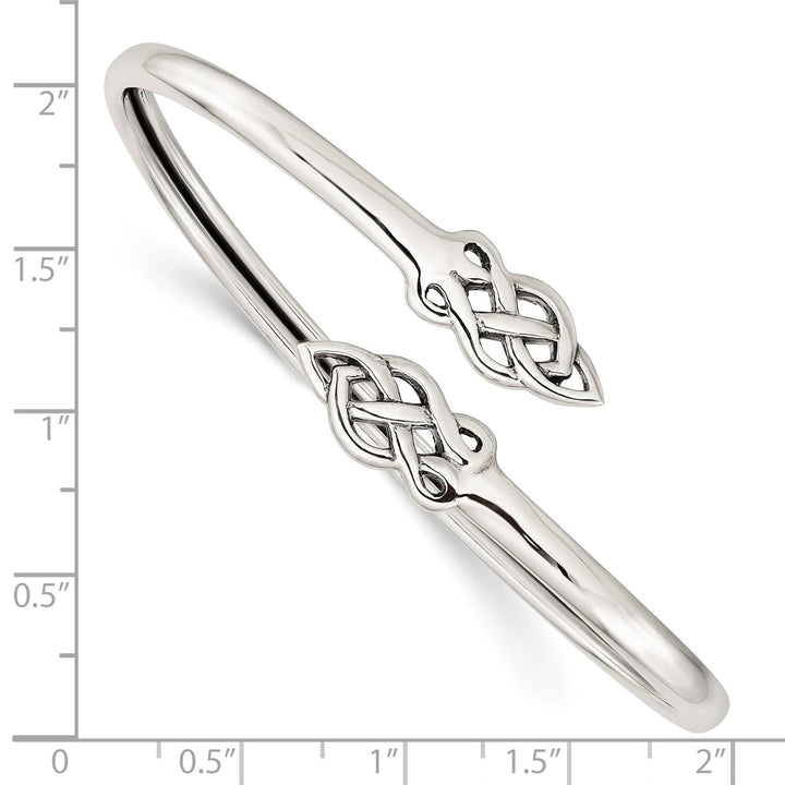Sterling Silver Polished Celtic Flexible Bangle Bracelet