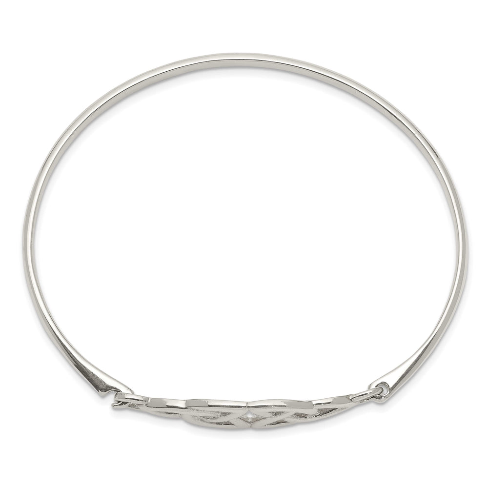 Sterling Silver Polished Celtic Hook Closure Bangle
