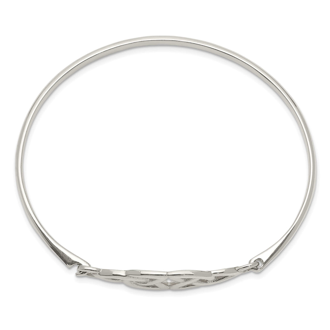 Sterling Silver Polished Celtic Hook Closure Bangle
