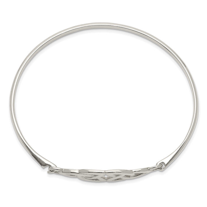Sterling Silver Polished Celtic Hook Closure Bangle