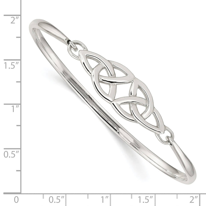 Sterling Silver Polished Celtic Hook Closure Bangle
