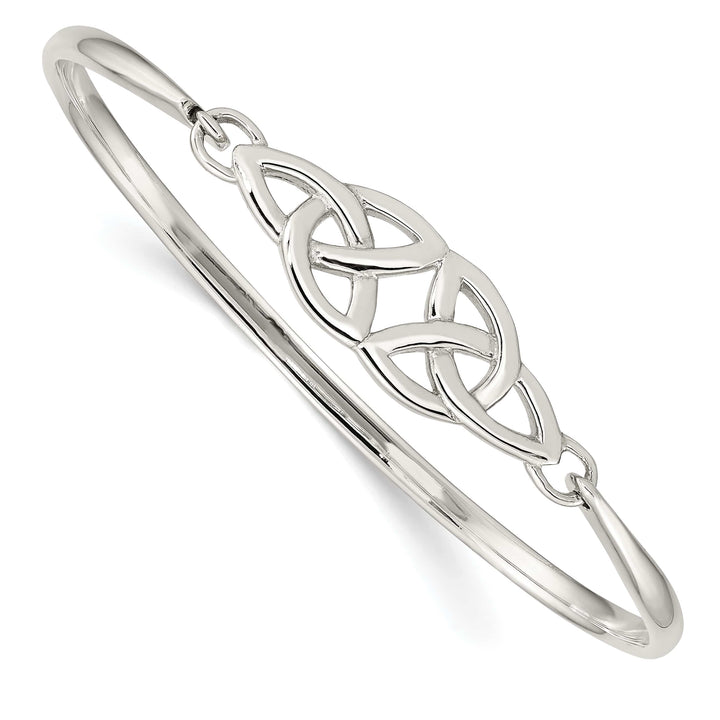 Sterling Silver Polished Celtic Hook Closure Bangle