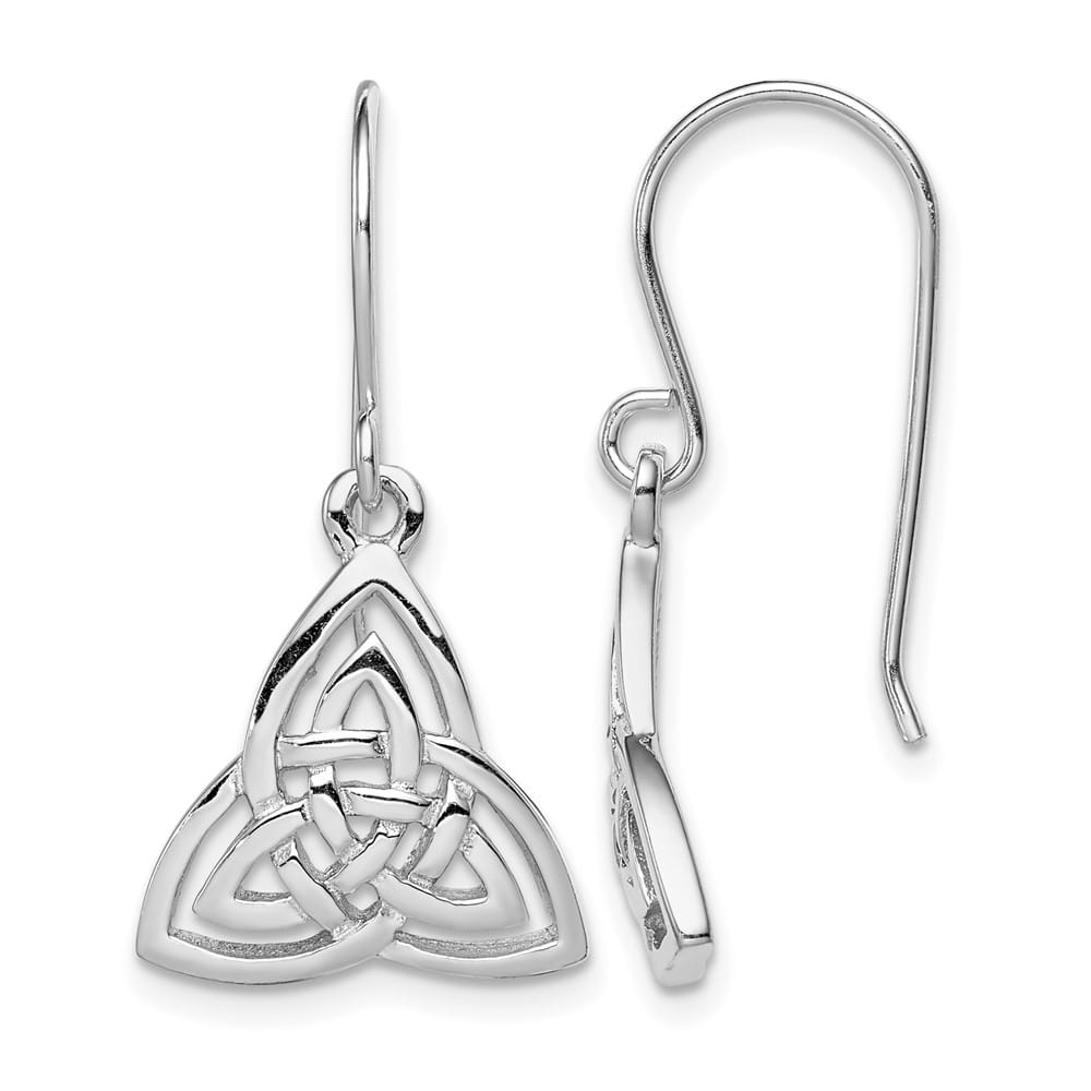 Sterling Silver Polished Celtic Knot Dangle Earrings, view 1 of 4