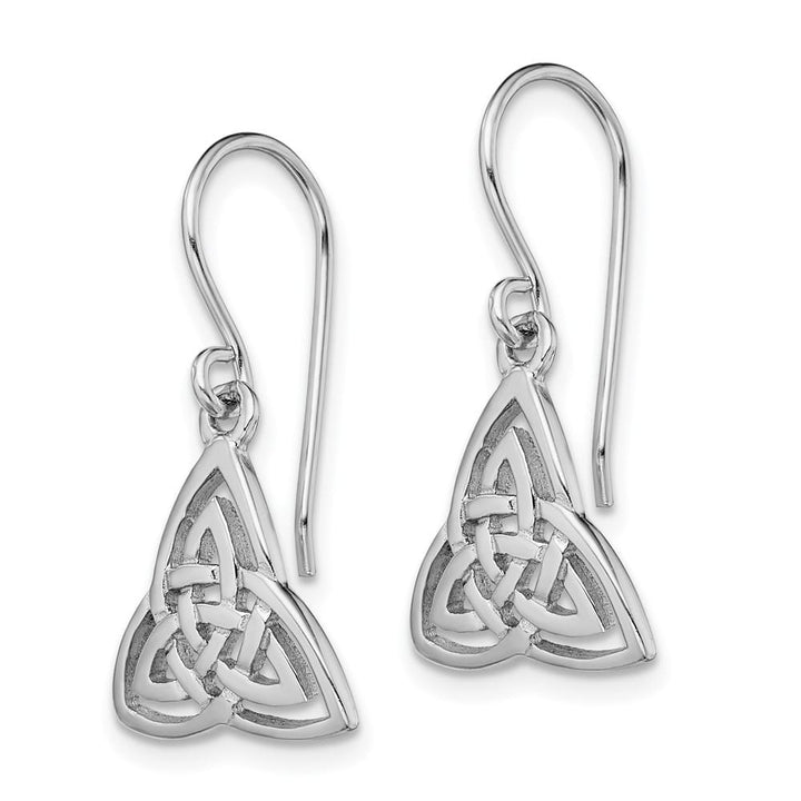Sterling Silver Polished Celtic Knot Dangle Earrings, view 2 of 4