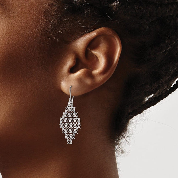 Sterling Silver Polished Chain Link Dangle Earrings, view 3 of 4