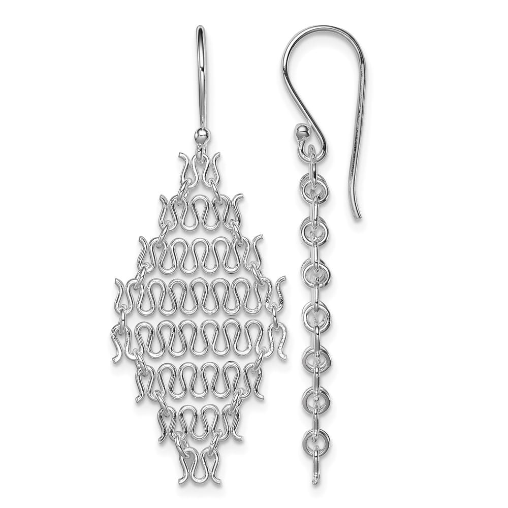 Sterling Silver Polished Chain Link Dangle Earrings, view 1 of 4