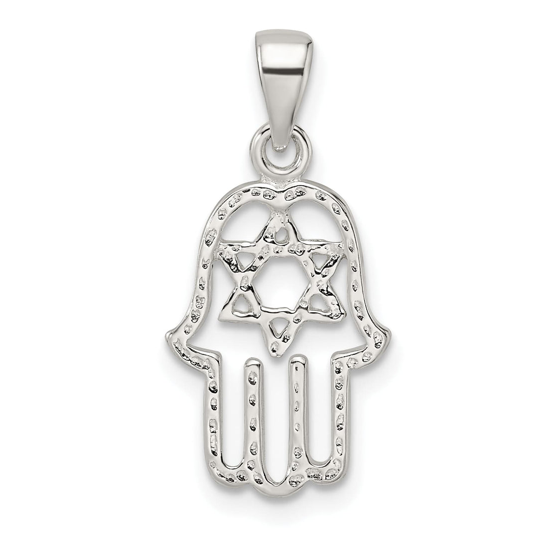 Sterling Silver Polished Chamseh with Star of David Pendant