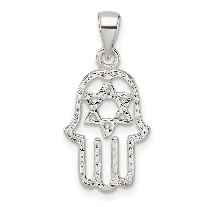 Sterling Silver Polished Chamseh with Star of David Pendant
