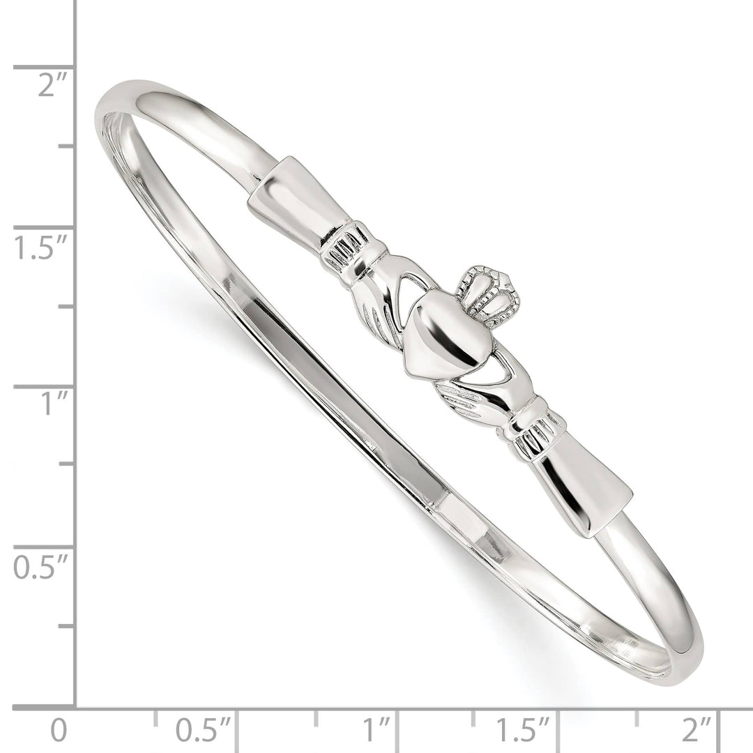 Sterling Silver Polished Claddagh Slip-on Bangle Bracelet