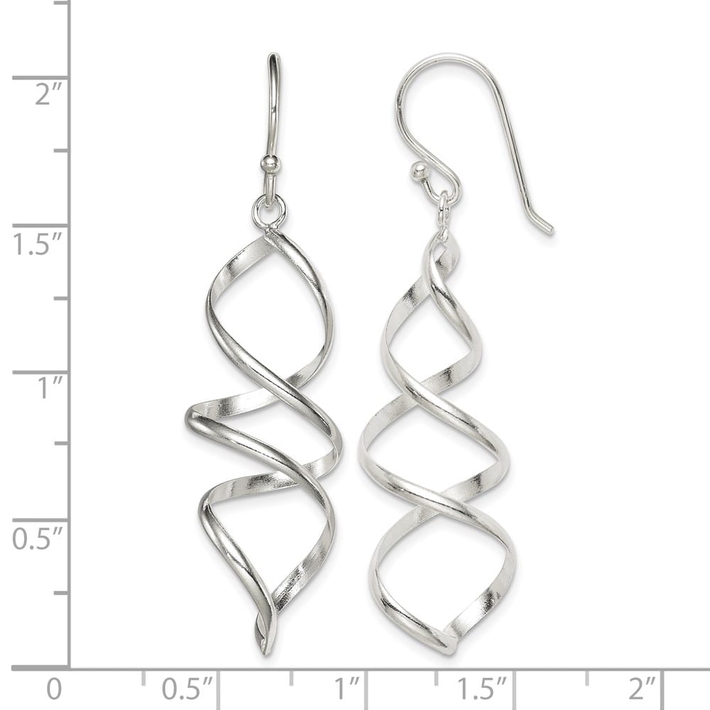 Sterling Silver Polished Corkscrew Twisted Dangle Earrings, view 4 of 4