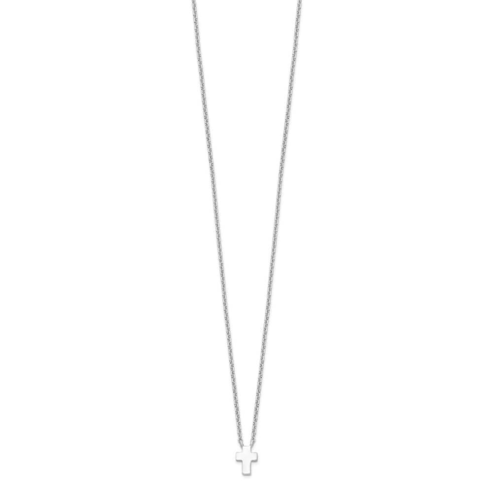 Sterling Silver Polished Cross 15 inch Necklace