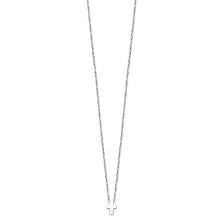 Sterling Silver Polished Cross 15 inch Necklace