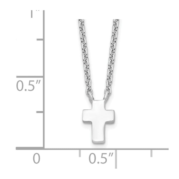 Sterling Silver Polished Cross 15 inch Necklace