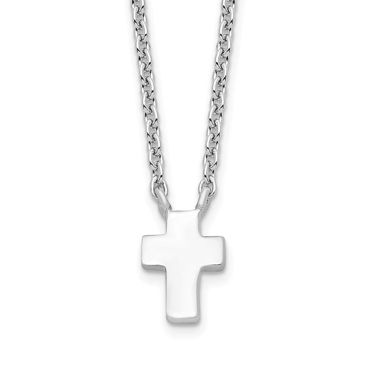 Sterling Silver Polished Cross 15 inch Necklace