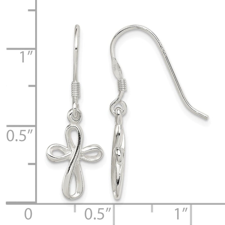 Sterling Silver Polished Cross Dangle 31 x 10 mm Earrings, view 4 of 4